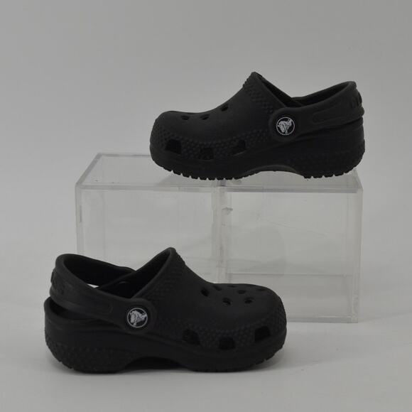 Crocs Size 2 3 Black Baby Slip On Toddler Solid Sandals - Picture 9 of 11